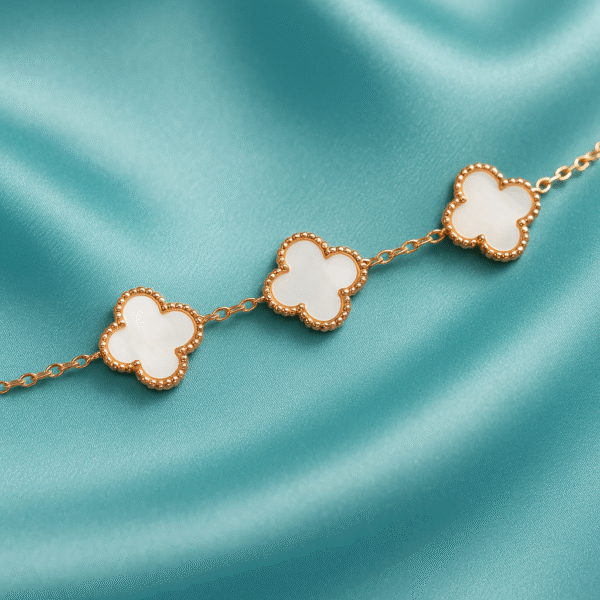 Gold Clover Pearl Bracelet - Image 2